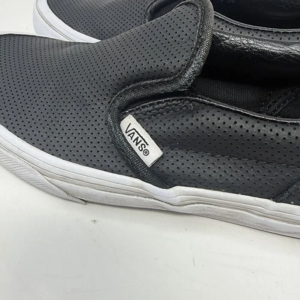Vans Asher Perforated Kids Size 2.0 Slip-On Shoes Black 4200025664